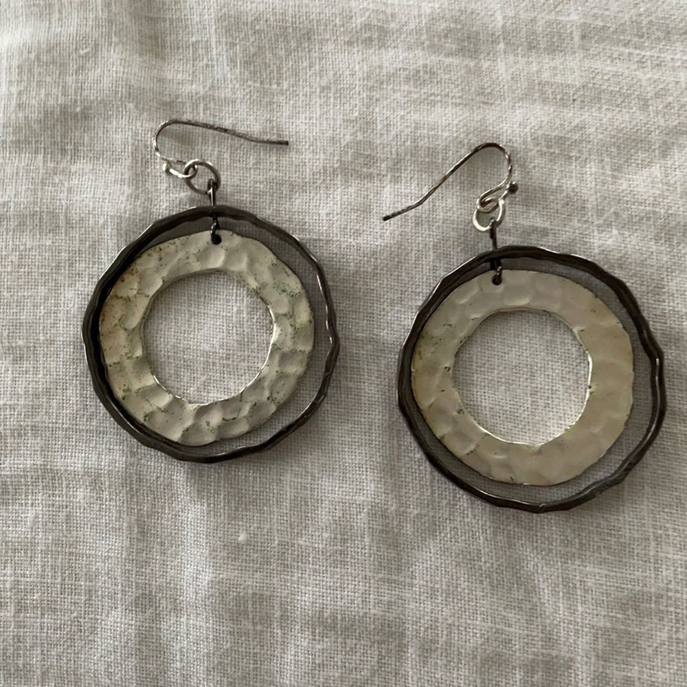 Hammered Metal Vintage Earrings